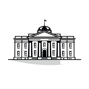 Elegant architectural design of a historical building with a dome and flag vector