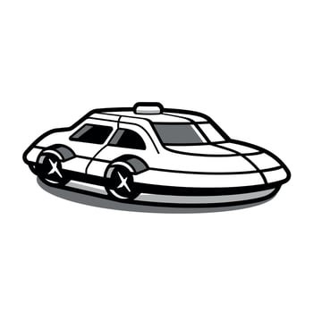 Cartoon-style illustration of a futuristic hover car in minimalist design vector