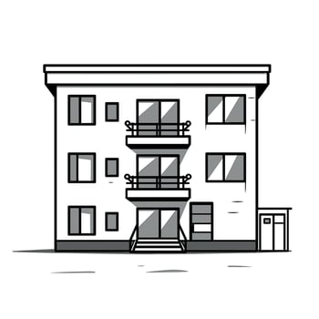 Simple modern building design with balconies and large windows in monochrome style vector