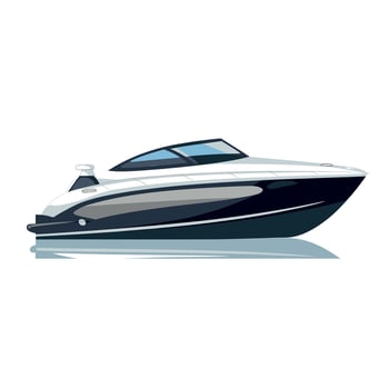 Luxury motorboat cruising on calm waters during a sunny day vector