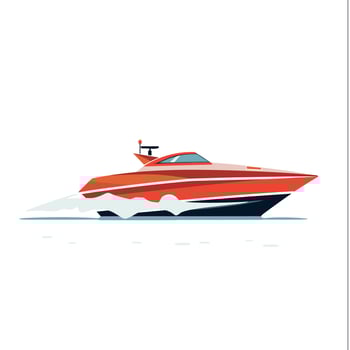 Speeding motorboat gliding across clear waters on a sunny day vector