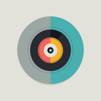 Colorful vinyl record design showcasing a classic retro aesthetic and circular patterns vector