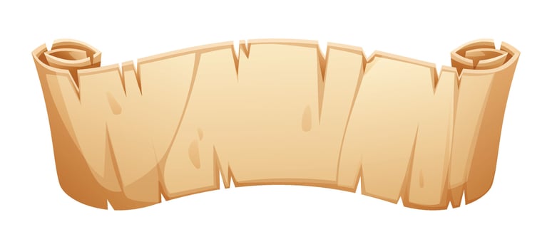 Old parchment scroll banner with a blank space for text. Cartoon illustration vector