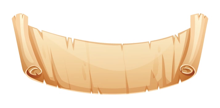 Parchment banner scroll paper with curled edges, blank and ready for text or design. Cartoon illustration vector
