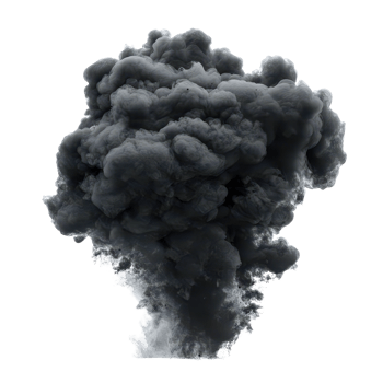 Dramatic black smoke clouds rise against a backdrop, capturing intense atmosphere, black smoke or clouds isolated on transparent background png