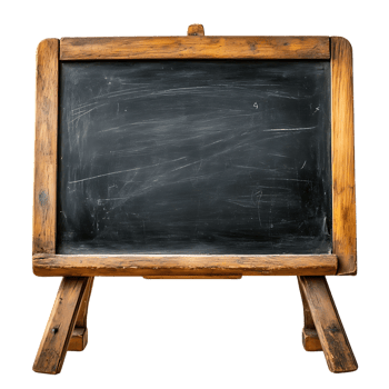 Old Wooden Chalkboard with Transparent Background png