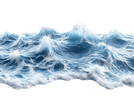 Ocean Waves Crashing, Sea Foam, Transparent Background, High-Resolution Image Seamlessly Repeats png