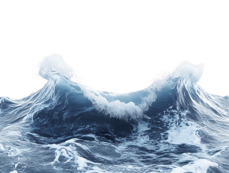 Ocean Waves Crashing, White Foam, Transparent Background Image png