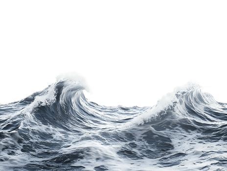 Ocean Waves Crashing on Shore with Transparent Background png