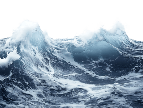 Ocean Waves Crashing, Forming Peaks, with Transparent Background png