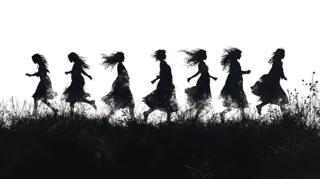 Silhouettes Dance Through Field, Transparent Background png