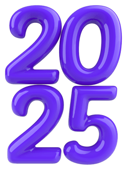 Happy New Year 2025 Number Purple 3D Render png