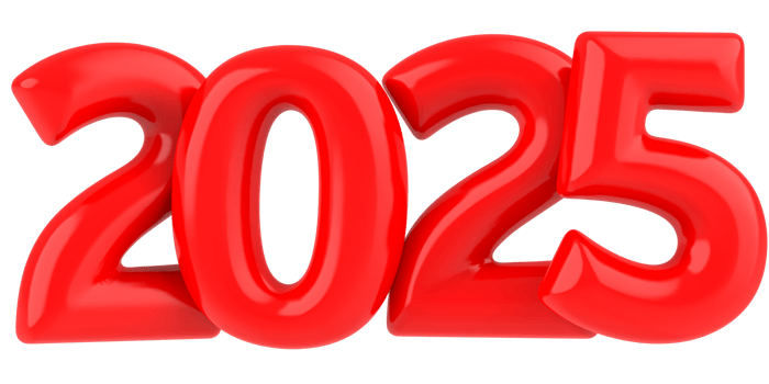 Happy New Year 2025 Number 3D Red Design png