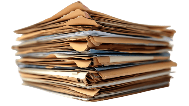 Stack of Old Papers with Transparent Background png