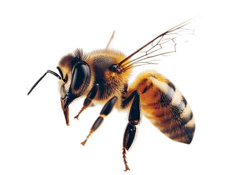 Honeybee Flies in Air with Transparent Background png