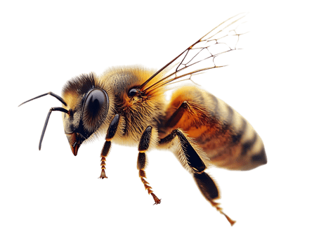 Honeybee in Flight, Transparent Background, Detailed Macro View png