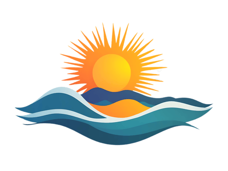 Ocean Waves and Sun, Transparent Background Design Tutorial png