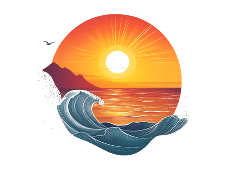 Ocean Waves Crashing Sunset Transparent Background Design png