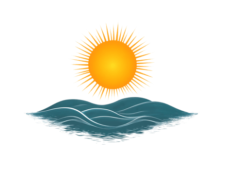 Sun shines bright over ocean waves, a transparent background graphic resource. png