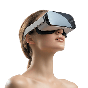 Woman Experiencing Virtual Reality Headset with Transparent Background png