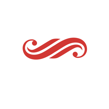 A red and black logo with a wavy shape png
