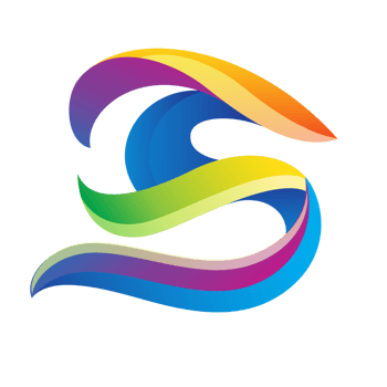 A rainbow colored logo with a wave shape png