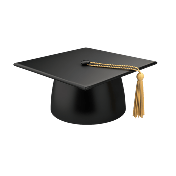 Cartoon-style graduation cap on a clean transparent background perfect for academic celebrations and graduation announcements, 3D Cartoon Graduation Cap on transparent background png