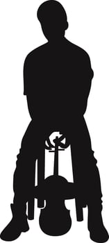 Silhouette of Male Jazz Musician Playing Biola. vector