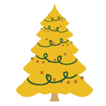CHRISTMAS Tree STICKER DECORATION Ornament yellow simple vector