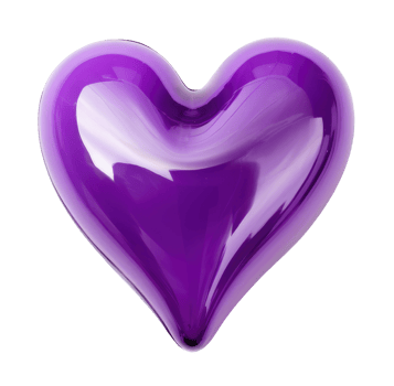 Purple glossy heart isolated on transparent background png