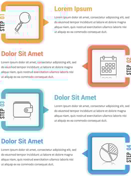 Infographic template with four steps or options, workflow, process diagram vector