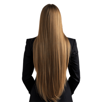 Business woman with long hair facing transparent background, poised and confident in professional attire, Back View Business Woman with Long Hair on transparent background png