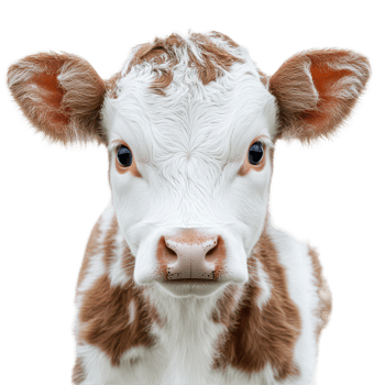 Adorable young calf with charming face in pastoral farm setting during sunny afternoon, Adorable Calve The Cutest Face in the Animal Kingdom, transparent background. png
