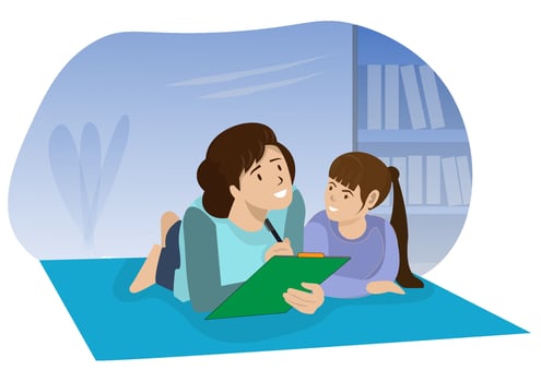 Adolescent Counseling A female psychiatrist advises the young girl's lifestyle by accepting disappointment. And build strength vector