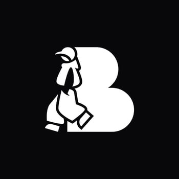 abstract and simple logo of letter B cool man walking vector