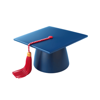 A colorful cartoon graduation cap with a tassel resting on a plain transparent background for celebratory occasions, 3D Cartoon Graduation Cap on transparent background png