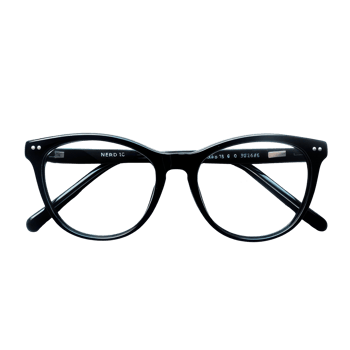 Stylish black nerd glasses on a minimalist transparent background featuring clear lenses, Black Nerd Glasses, transparent background. png