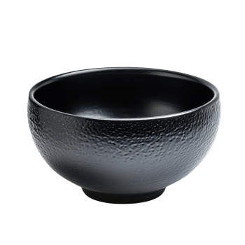 Elegant black ceramic bowl on a clean transparent background showcasing its smooth texture and simple design, black ceramic bowl isolate on transparent background png