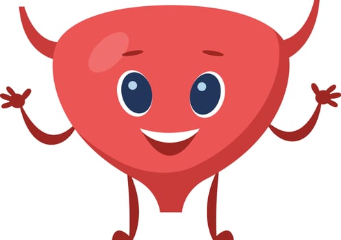 Cheerful urinary bladder cartoon raising health awareness, isolated on white background in design vector