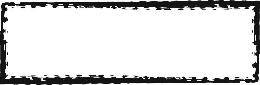 Wide black grunge frame creates a rectangular border with a textured, vintage, or distressed effect on a clean white background, suitable for various design applications vector