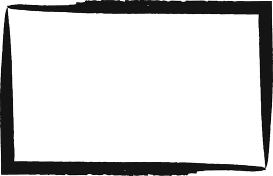 Wide, black, hand drawn rectangular border creates a simple frame against a clean white backdrop, offering a versatile design element for various projects vector