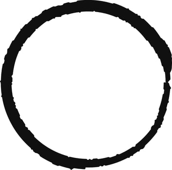 Black grunge circle adds a vintage touch to designs, with a distressed texture perfect for a rustic aesthetic. It's a simple yet edgy element that stands out on a white background vector