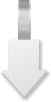 Sleek white downward arrow bookmark with a shiny metallic ribbon, perfect for marking pages in books or documents vector