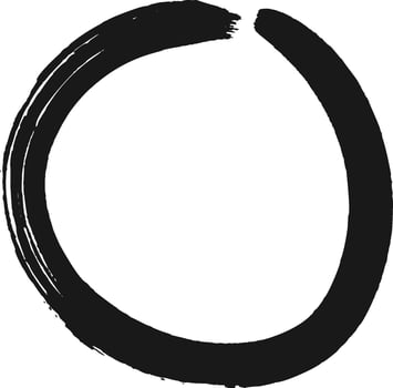 Black brushstrokes forming an enso zen circle symbolizing enlightenment, strength, elegance, the universe, and the void, expressing a moment when the mind is free to let the body create vector