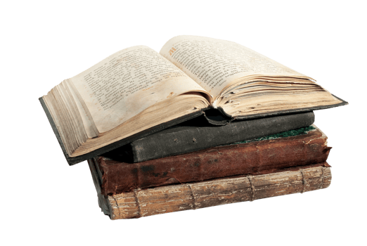 Old open Nobel books isolated on transparent background png
