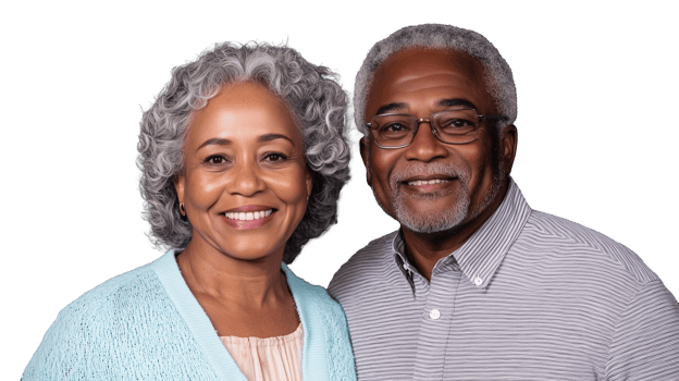 Loving couple smiling together on transparent background png