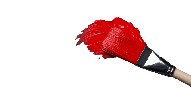 Red Paint Brush with Vibrant Bristles on Transparent Background png