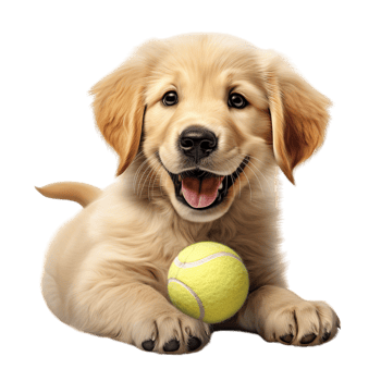 dorable Puppy with Tennis Ball Playful Dog for Pet Themed png