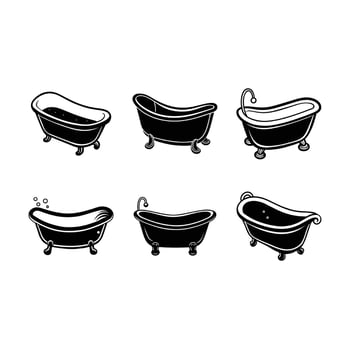 Baby Bath Tub Bundle - and Linocut Silhouette Design vector