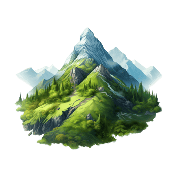 Snow Capped Mountain with Vibrant Green Base png